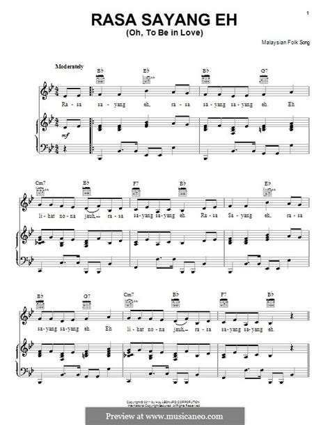 Rasa sayang eh (Oh, To Be in Love) by folklore - sheet music on MusicaNeo