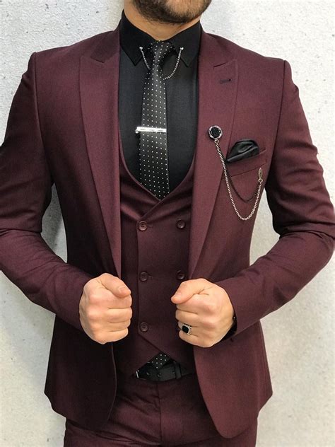 Lancaster Burgundy Slim Fit Suit | Dress suits for men, Maroon suit ...