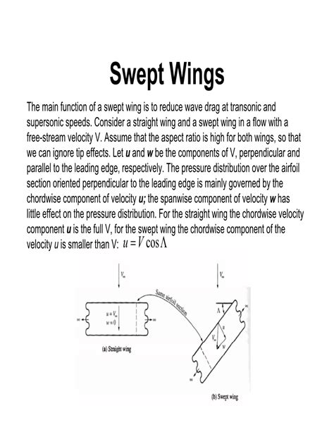 Swept Wings the Main Function of a Swept Wing Is to Reduce Wave Drag at ...