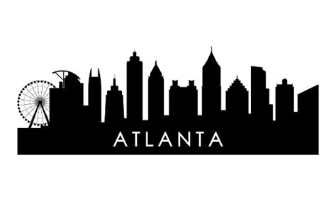 Atlanta Georgia Skyline Silhouette Black Atlanta City Design Isolated ...