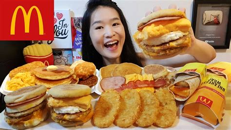 Big Mcdonald S Breakfast Feast Sausage Mcmuffin Biscuits Pancakes And Wraps Mukbang Asmr