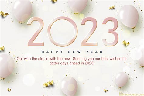 Pink Balloon New Year 2023 Card Card Maker New Year Wishes Cards