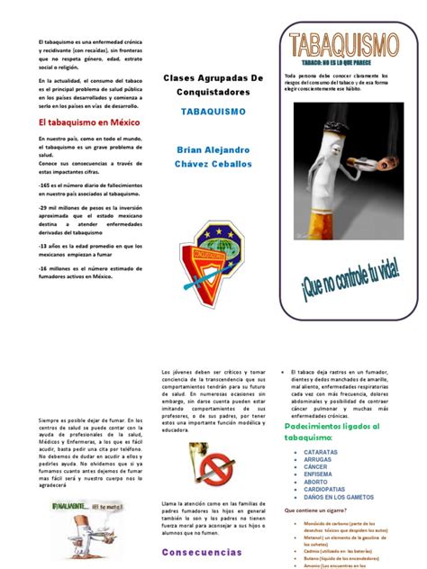 Triptico Tabaquismo Fumar Tabaco Adicción