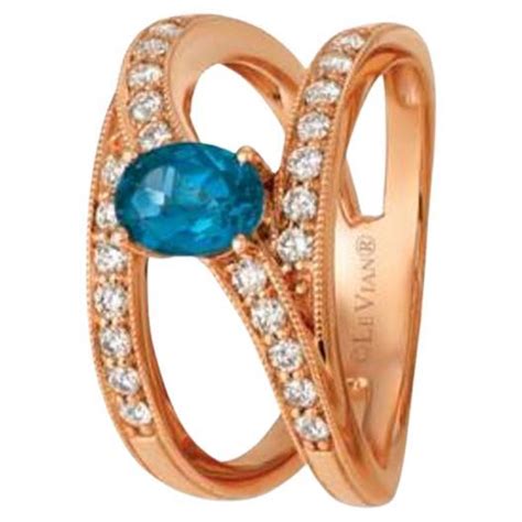 Le Vian Ring Featuring Deep Sea Blue Topaz Nude Diamonds Set In 14k For Sale At 1stDibs