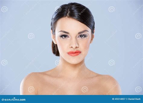 Portrait Of Brunette Woman With Bare Shoulders Stock Image Image Of Adult Naked 45514857