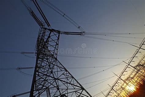 High Voltage Electric Tower Line Stock Image Image Of Build Industry