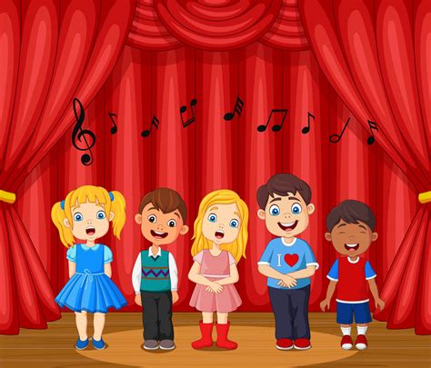 Children performing singing on the stage 8604972 Vector Art at Vecteezy