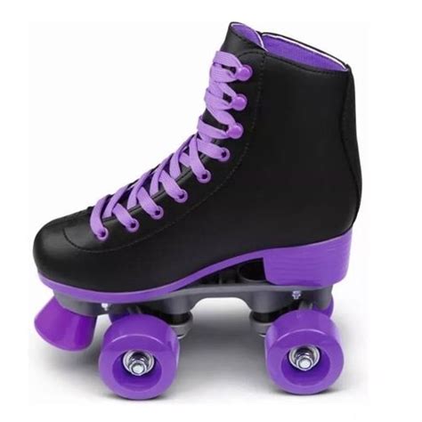 Tudo Sobre Patins 4 Rodas Retrô Roll Preto Roxo TAM 32 DTC 4464