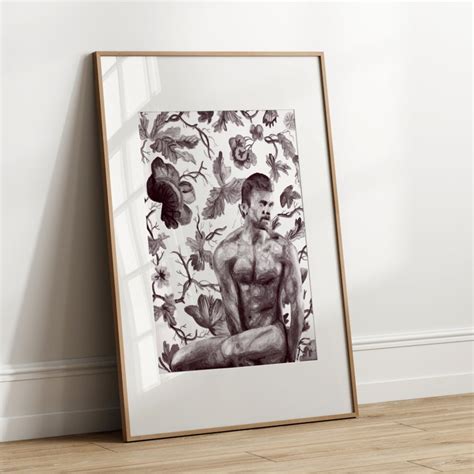 Nude Male With Spring Flowers Gay Wall Art Best Gift For Gay Etsy
