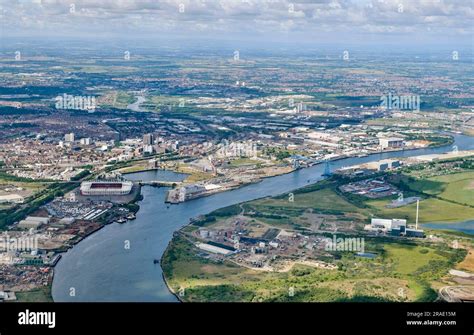 The river Tees and Middlesbrough, Teeside, north east England, UK