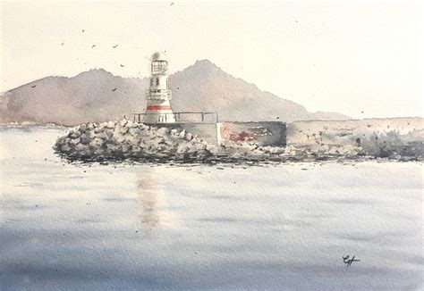 Lighthouse at Kaş/Turkey. watercolour. : r/drawing