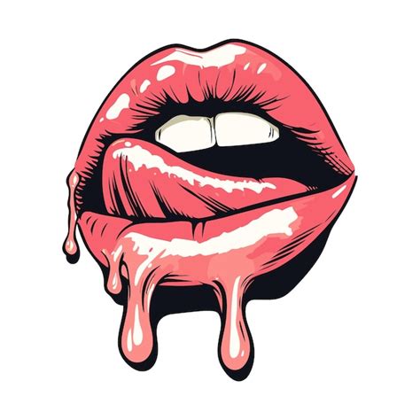 Premium Vector Female Lips Dripping Pop Art Style Illustration On