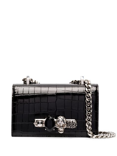 Alexander Mcqueen Mini Jewelled Crocodile Embossed Shoulder Bag Farfetch