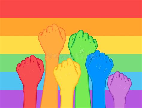 Fight For Gay Rights Human Hands Fists Raised Up Stock Vector Illustration Of Bisexual