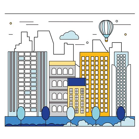 Vector Line Art Cityscape Illustration 225417 Vector Art at Vecteezy