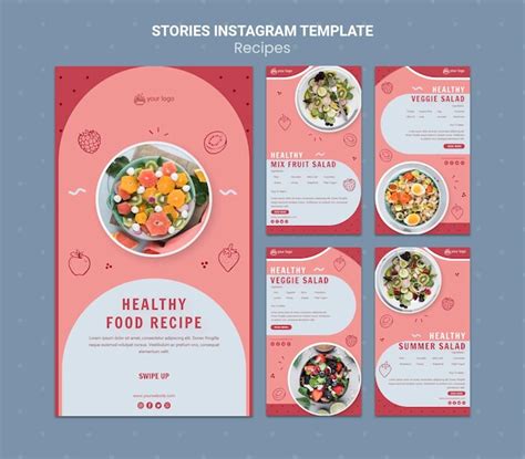 Plantilla De Historias De Instagram De Receta De Comida Saludable