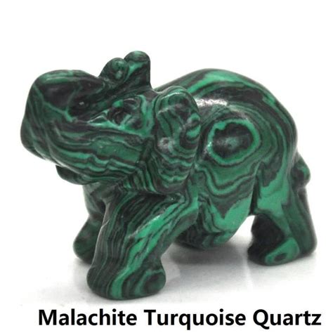 Pierre Vendue Seule Malachite Turquoise Pc Statue L Phant En