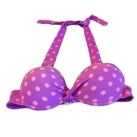 Womens Pin Up Bikini Top Smal Pink Polka Dot Padded Push Up Wired Apt Swimwear EBay