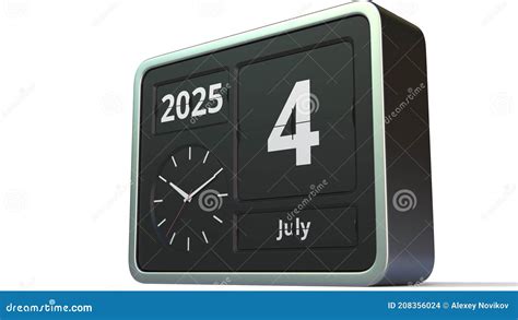 July 4, 2025 Date on the Flip Clock Calendar, 3d Rendering Stock