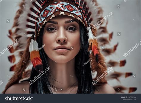 Closeup Portrait Nude Female Wearing Feather Stock Photo Shutterstock