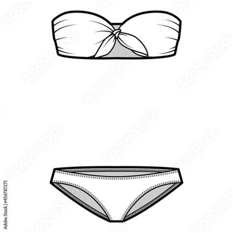 Set Of Lingerie Strapless Tie Bra And Bikinis Panties Technical