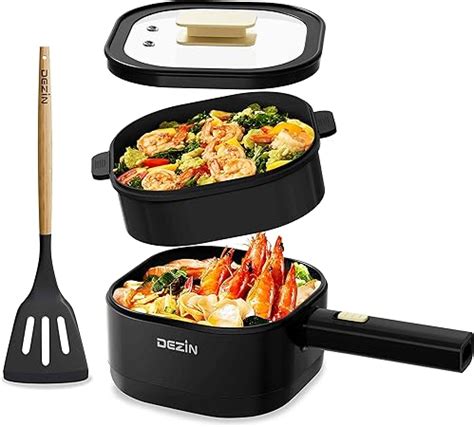 Amazon Dezin L Electric Hot Pot With Steamer Rapid W Non Stick Ceramic Coating Dorm