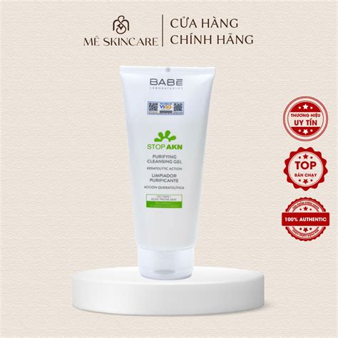 Sữa Rửa Mặt BABE Stop Akn Purifying Cleansing Dạng Gel Dịu Nhẹ Làm Sạch Cho Da Dầu Mụn Ngừa mụn