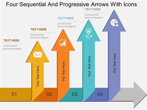 Four Sequential And Progressive Arrows With Icons Flat Powerpoint ...