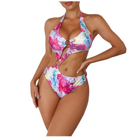 Herrnalise One Piece Bathing Suit Floral Print for Women Cut Out New