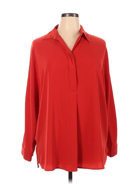 Catherine Catherine Malandrino 100 Polyester Red 3 4 Sleeve Blouse