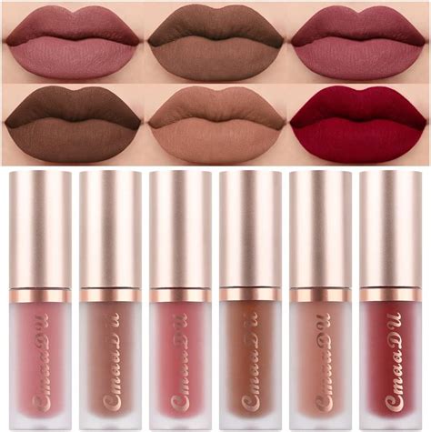 Amazon Evpct DNM 6Pcs Dark Ruby Red Mauve Plum Purple Nude Beige Matte 24 Hour Lipstick