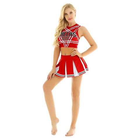 Sexy Women Cheerleader Costume Cosplay Fancy Dress Crop Top Mini Skirt