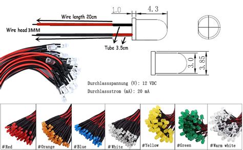 Osuter Vorverdrahtete LED 70PCS Dioden Licht 12V LED Fertig Verkabelt 3