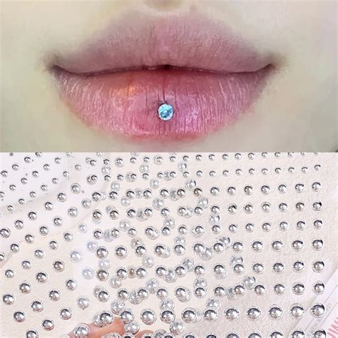 Waterproof Rhinestone Nose Stud Sticker Fake Piercing Nose Ring Lip