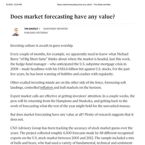 Does market forecasting have any value_ - The Globe and Mail.pdf | DocDroid