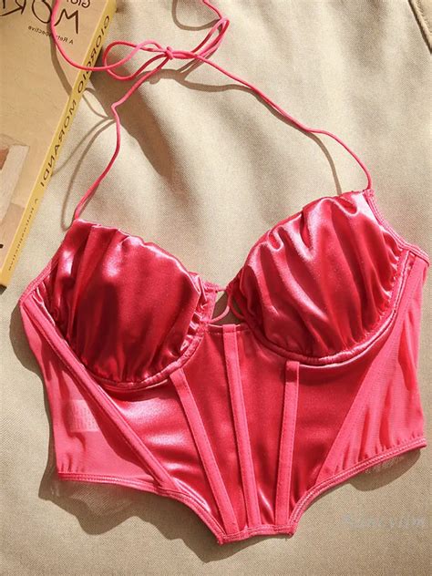 Hot Girl Sexy Fishbone Halter Spaghetti Straps Camisole Tank Women S Inner Outwer Strap Corset