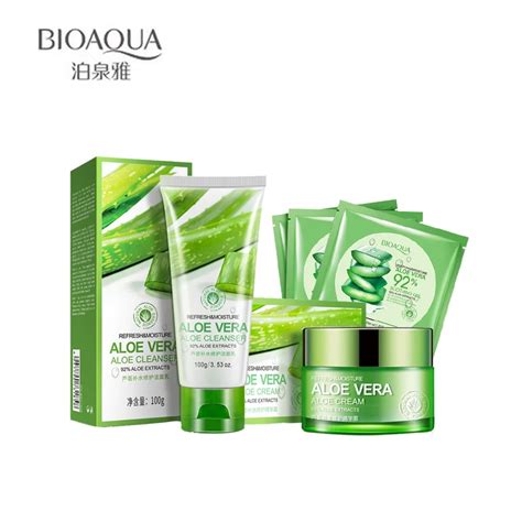 Pcs Bioaqua Aloe Vera Skin Care Set Whitening Oil Control