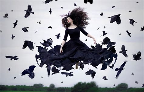 Woman Flying With Birds