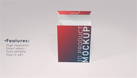 premium psd open rectangle box mockup