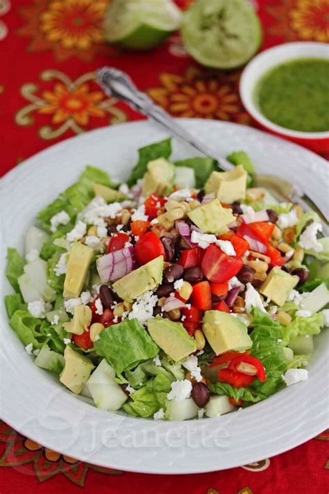 Mexican Chopped Salad With Lime Cilantro Dressing Jeanettes Healthy