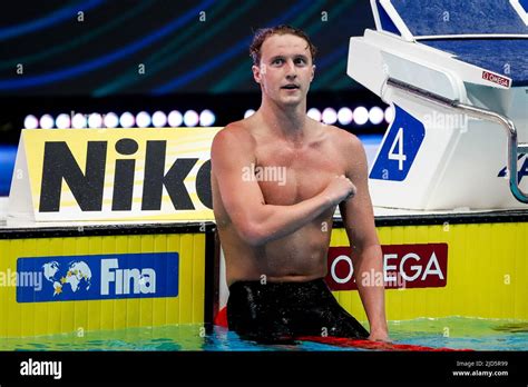 Budapest Hungary June Elijah Winnington Of Australia Celebrates