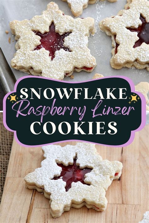 Snowflake Shaped Raspberry Linzer Cookies