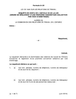 Fillable Online Olrb Gov On Formule A19 LOI DE 1995 SUR LES RELATIONS