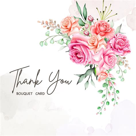 Premium Vector | Lovely floral card with thank you message