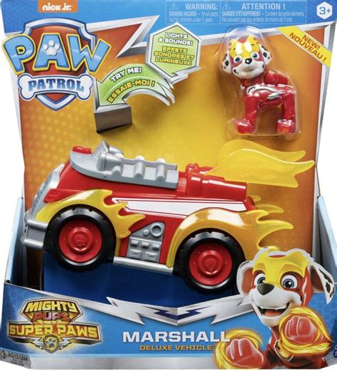 Paw Patrol Mighty Pups Marshall Deluxe Vehicle & Figurine Ages 3 ...