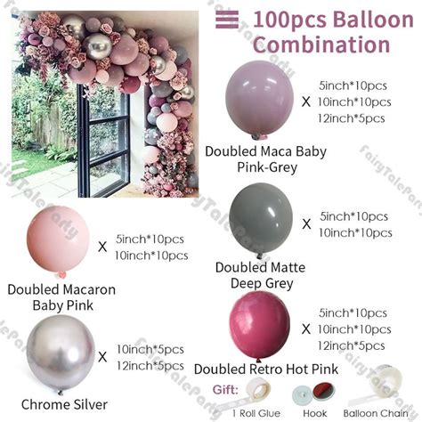 Pcs Doubled Hot Pink Balloon Garland Arch Kit Birthday Baby Etsy