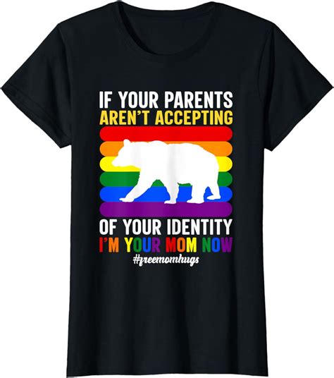 100 Cotton Free Mom Hugs Proud Mama Bear Lgbt Gay Pride Lgbtq Parade T