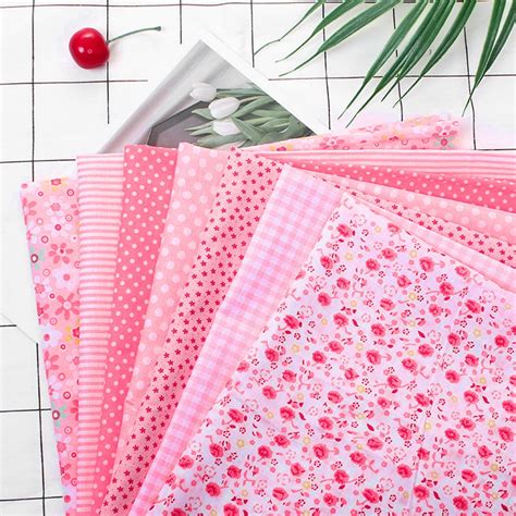 Lyumo 3 Types 7pcs 5050cm Cotton Fabric Diy Assorted Squares Pre Cut