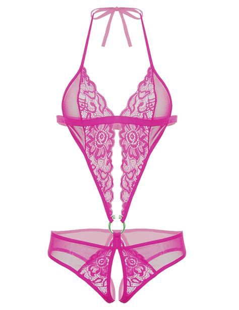 Avidlove Women Lace One Piece Lingerie V Neck Mini Bodysuit Purple Red Walmart