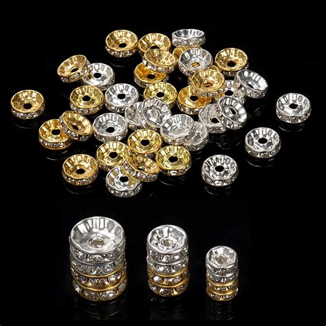 100 Unidades 4 6 8 10 Mm Ouro Prata Strass Rondelles Contas De Cristal